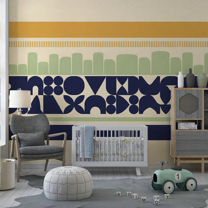 Papier peint chambre enfant | Formes géométriques colorées et modernes