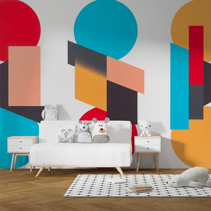 Barntapet | Färgglada geometriska former lekfull
