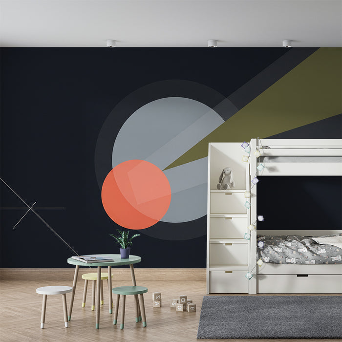 Barntapet | Färgglada geometriska former på mörk bakgrund