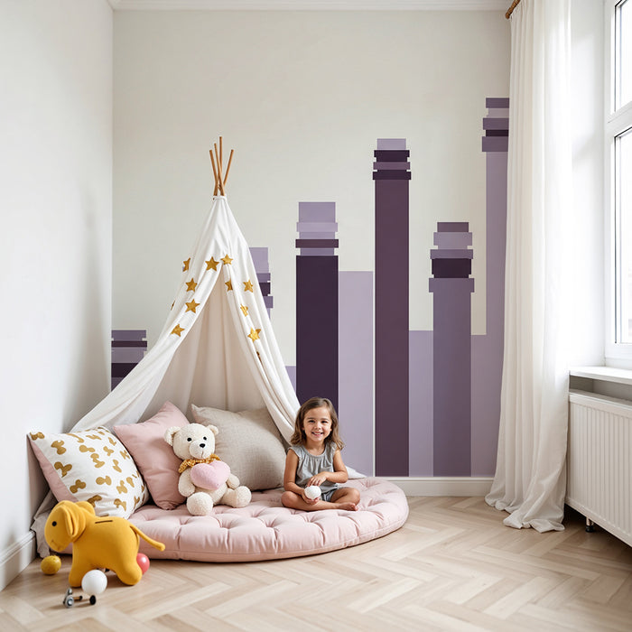 Barnrumstapet | Geometriska former i lila gradient