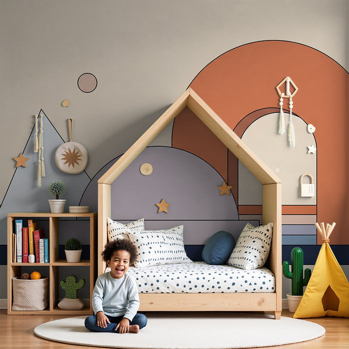 Behang kinderkamer | Moderne geometrische vormen in zachte kleuren