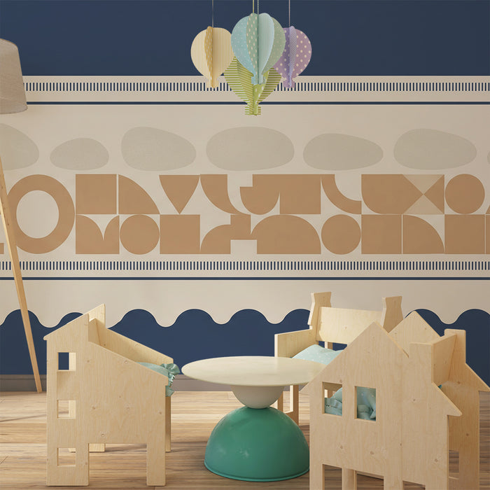 Kinderzimmer Tapete | Moderne geometrische Formen in sanften Farben
