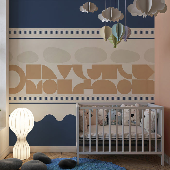 Kinderzimmer Tapete | Moderne geometrische Formen in sanften Farben