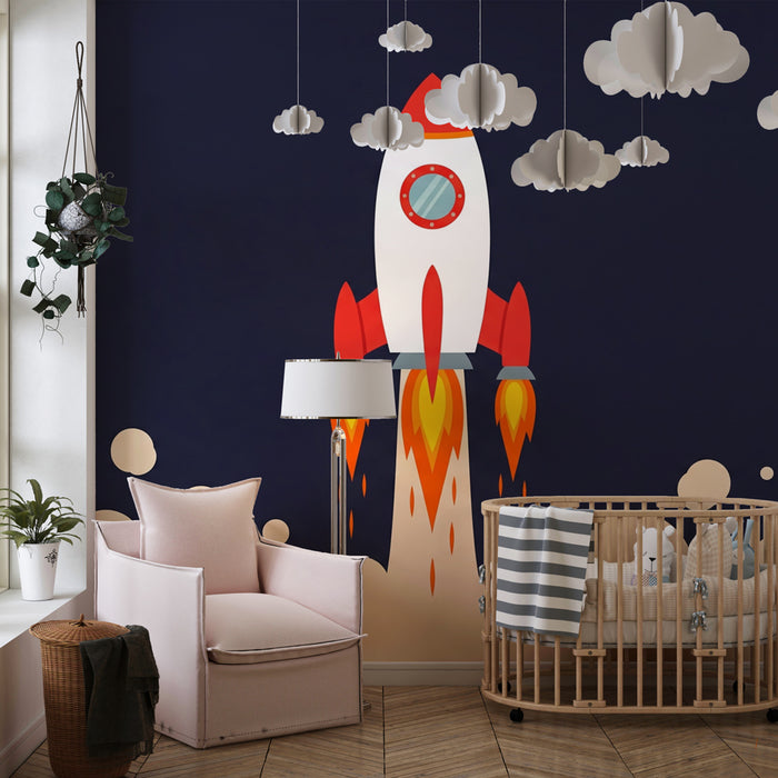 Detská izba tapeta | Raketa priamo vzlietajúca do vesmíru