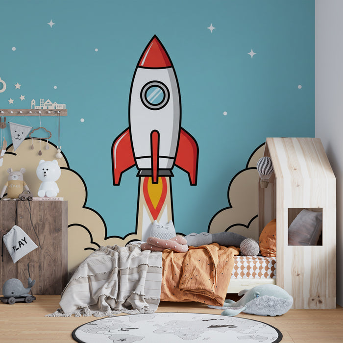 Detská izba tapeta | Raketa a vesmírne dobrodružstvo