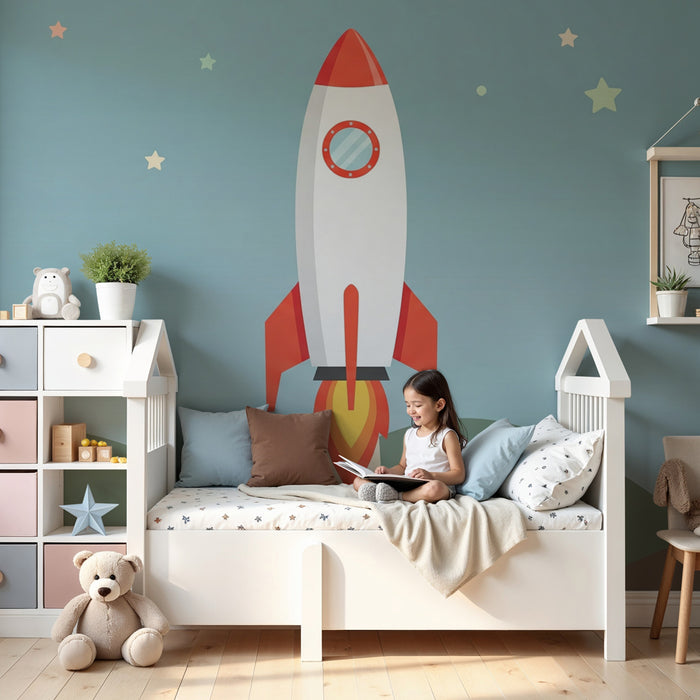 Detská izba tapeta | Raketa a hviezdná obloha