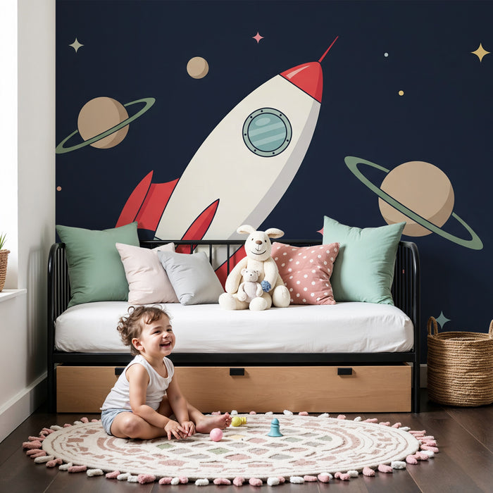 Detská izba tapeta | Raketa a kozmos