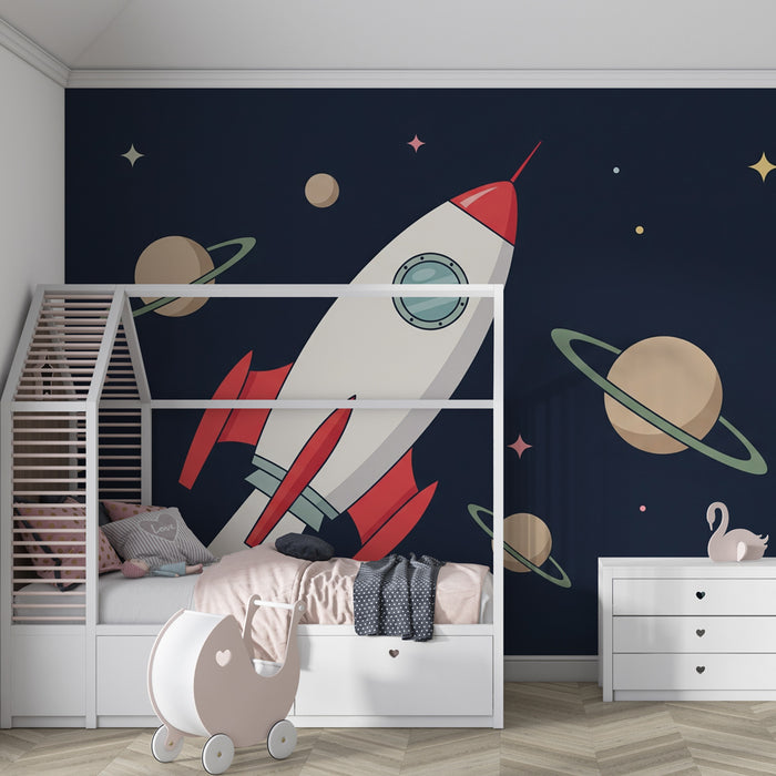 Detská izba tapeta | Raketa a kozmos