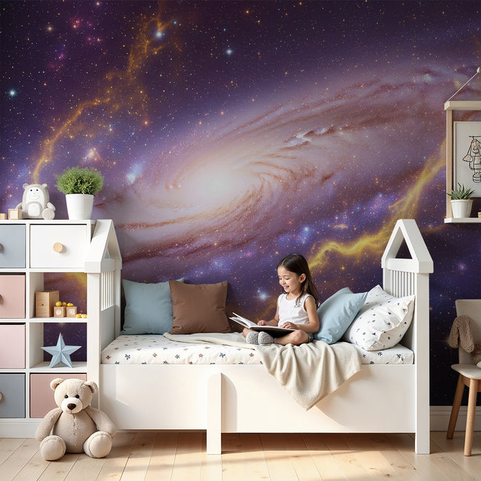 Detská izba tapeta | Mystická galaxia so žiariacimi hviezdami