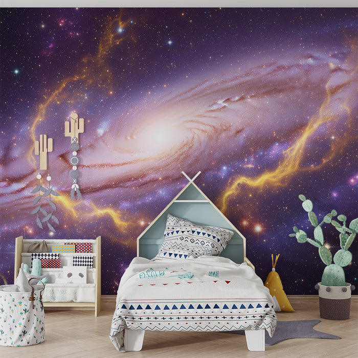 Detská izba tapeta | Mystická galaxia so žiariacimi hviezdami