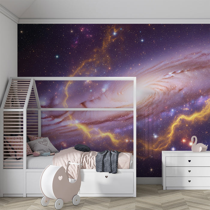 Detská izba tapeta | Mystická galaxia so žiariacimi hviezdami