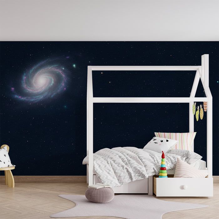 Kids' Room Wallpaper | Spiral Galaxy and Twinkling Stars