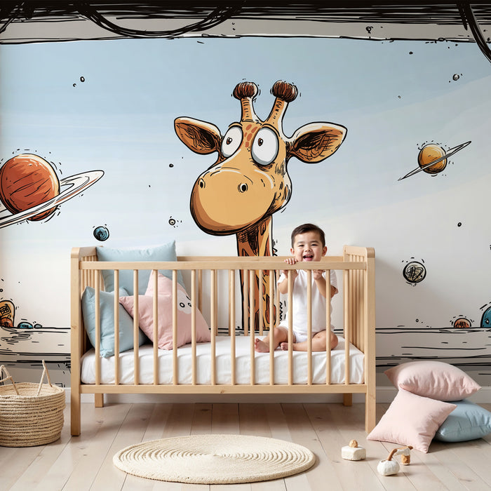 Barntapet | Kosmisk giraff och färgglada planeter