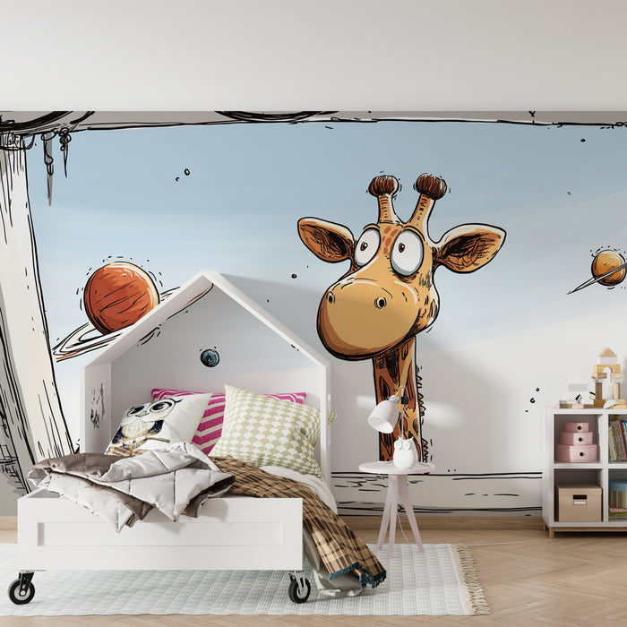 Barntapet | Kosmisk giraff och färgglada planeter