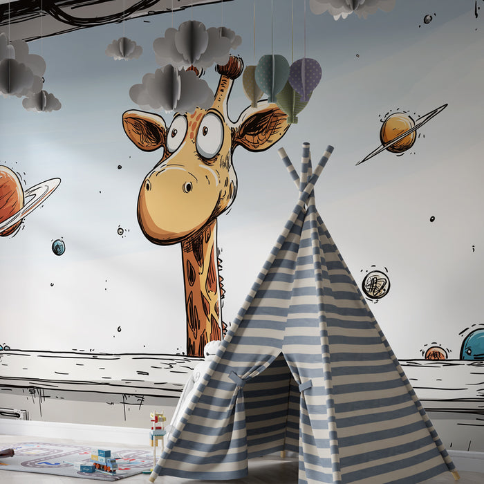 Barntapet | Kosmisk giraff och färgglada planeter