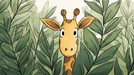 Papier peint chambre enfant Girafe curieuse parmi les feuillages