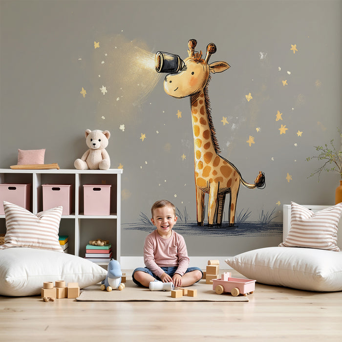 Barntapet | Nyfiken giraff under en stjärnklar himmel