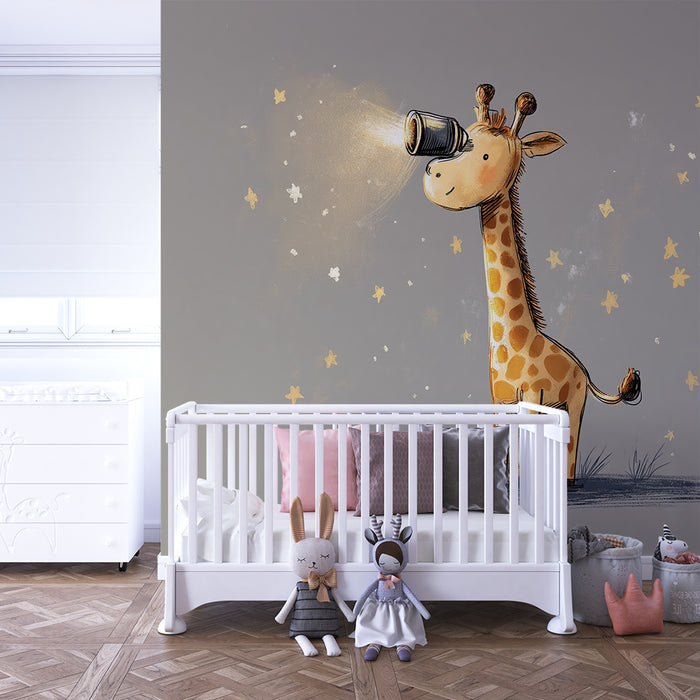 Barntapet | Nyfiken giraff under en stjärnklar himmel
