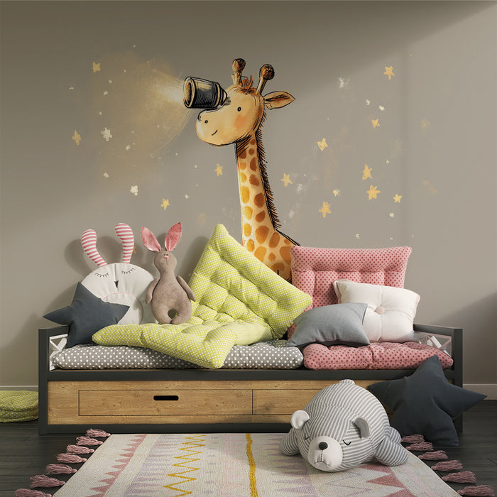 Barntapet | Nyfiken giraff under en stjärnklar himmel