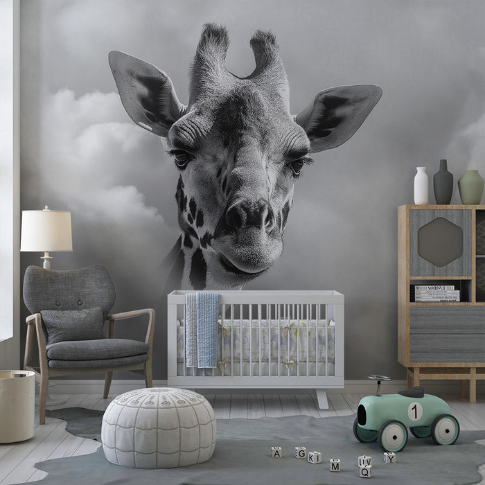 Barnväggspapper | Majestätisk giraff bland molnen