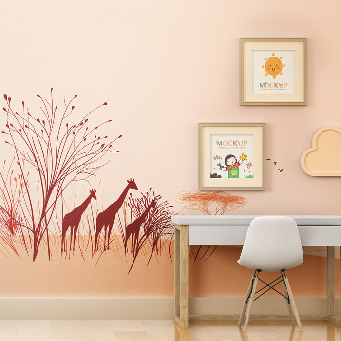 Kids room wallpaper | Giraffes in the savanna