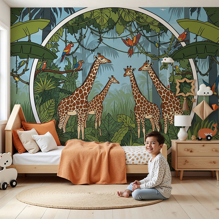 Tapet za detska staia | Maestichni zhirafi v sartseto na tropskata dzhungla