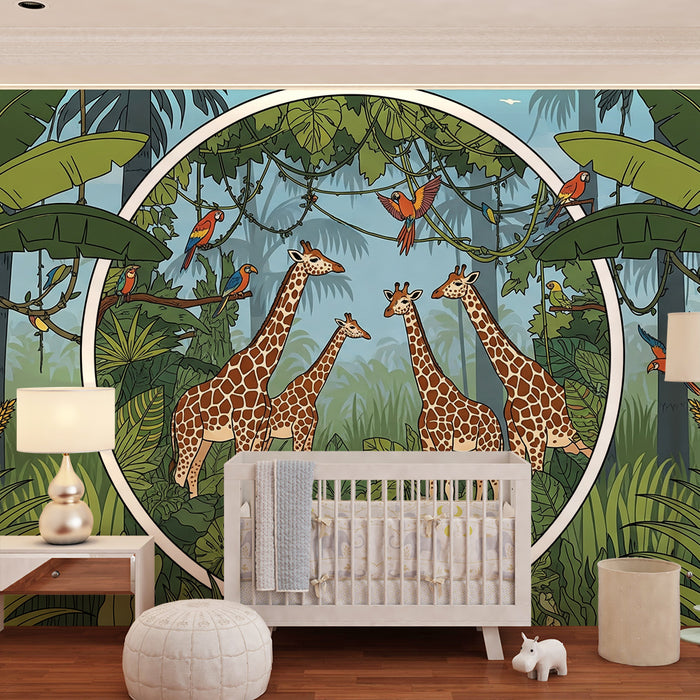 Tapet za detska staia | Maestichni zhirafi v sartseto na tropskata dzhungla