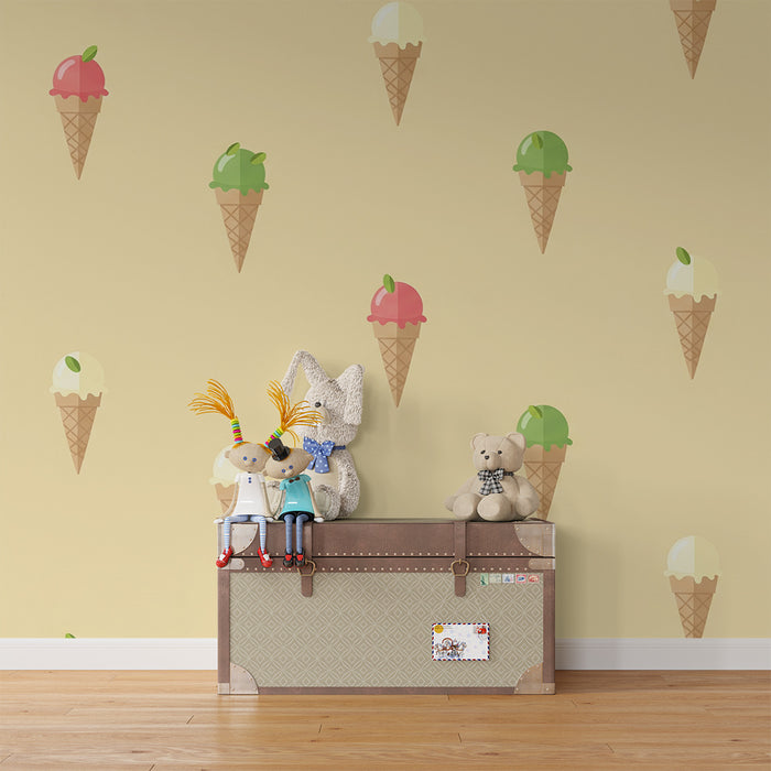 Kids' Room Wallpaper | Colorful Ice Cream on Soft Background