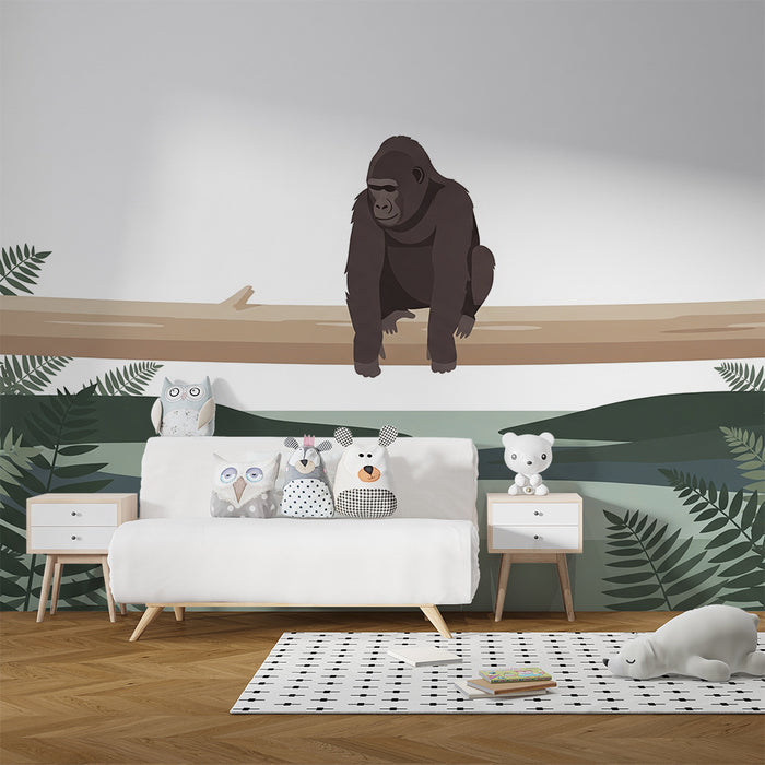 Kids' Room Wallpaper | Majestic Gorilla on a Branch in the Jungle