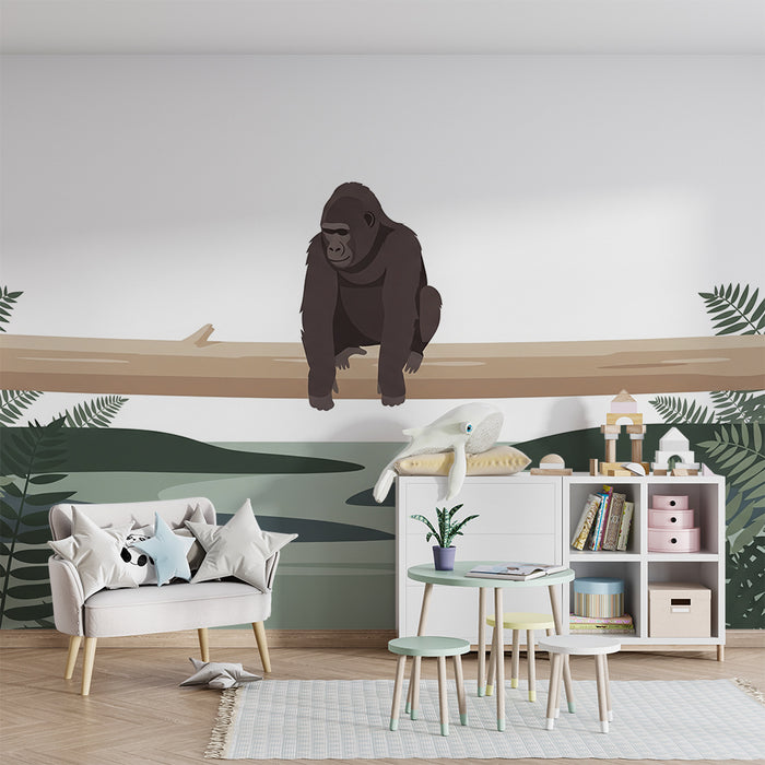 Kids' Room Wallpaper | Majestic Gorilla on a Branch in the Jungle