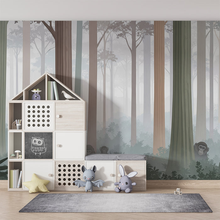 Barntapet | Gorillor i en dimmig skog