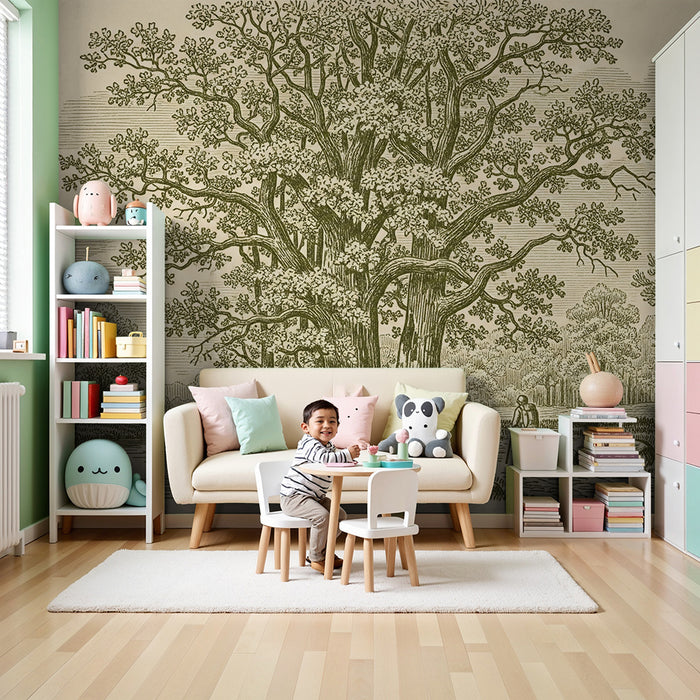 Kinderkamer behang | Grote majestueuze boom aan het water's edge