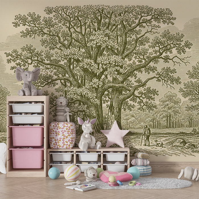 Kinderkamer behang | Grote majestueuze boom aan het water's edge