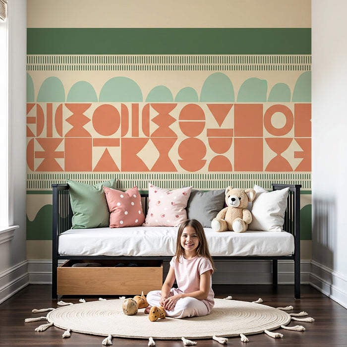 Behang kinderkamer | Kleurrijk en modern geometrisch patroon