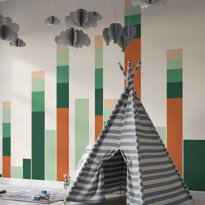 Kids' room wallpaper | Modern design with colorful geometric shapes