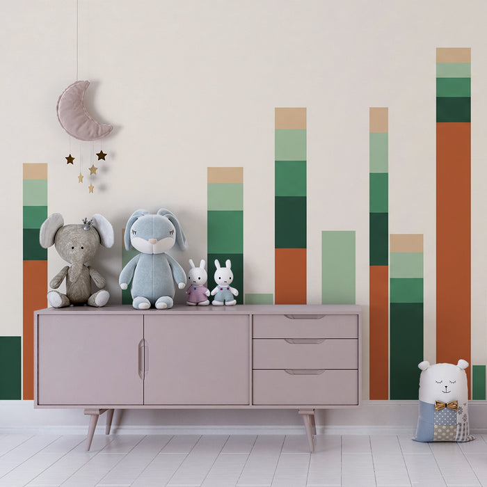 Kids' room wallpaper | Modern design with colorful geometric shapes