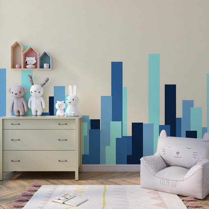 Lastenhuoneen tapetti | Moderni geometrinen kuvio sinisellä