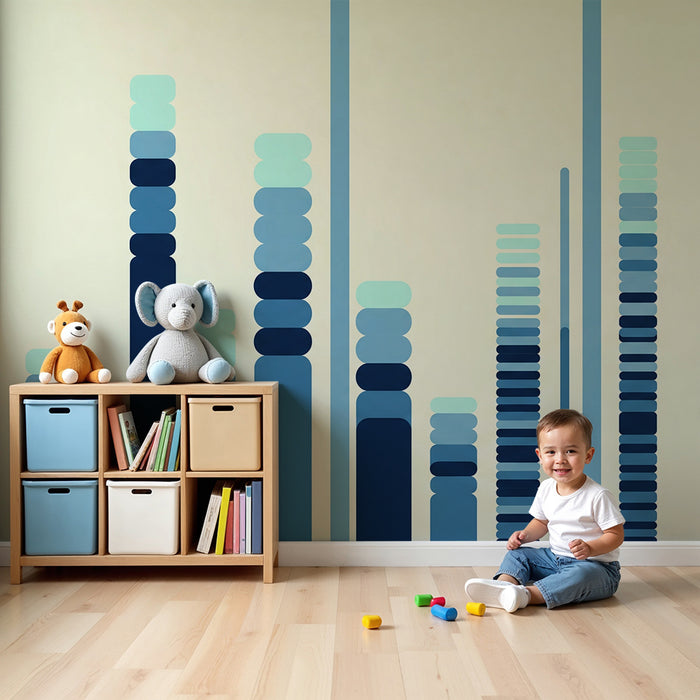 Papel de parede para quarto de criança | Padrões modernos em degradê de azul