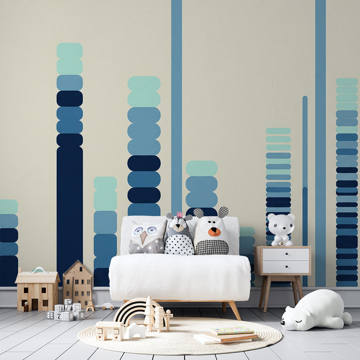 Papel de parede para quarto de criança | Padrões modernos em degradê de azul