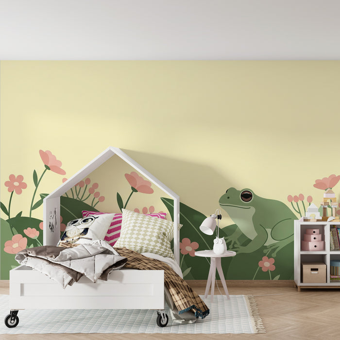 Kinderkamer behang | Kikker en bloementuin