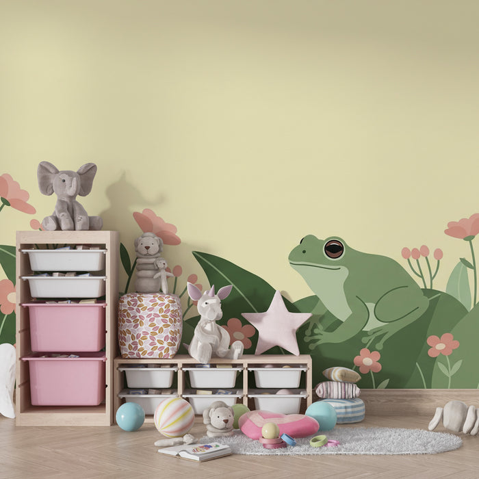 Kinderkamer behang | Kikker en bloementuin