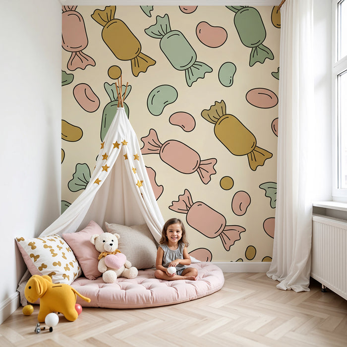 Kinderzimmer Tapete | Bunte Riesenbonbons