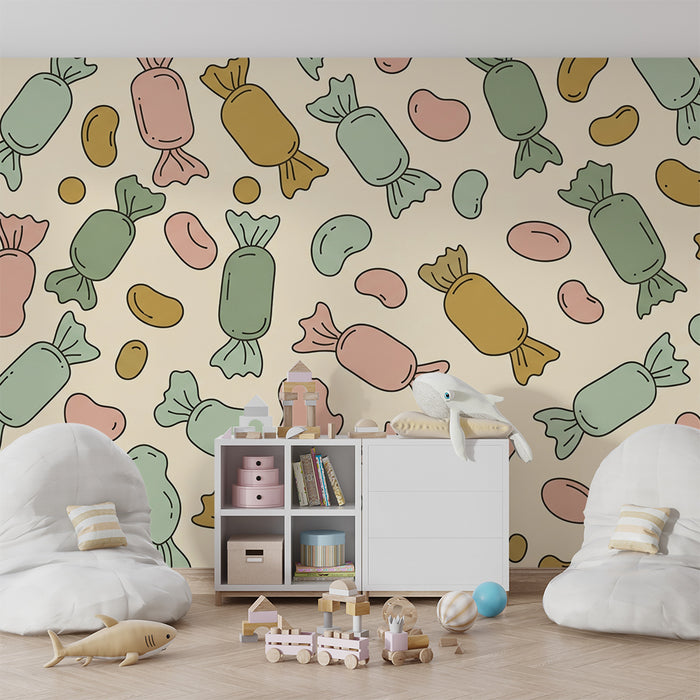 Kinderzimmer Tapete | Bunte Riesenbonbons