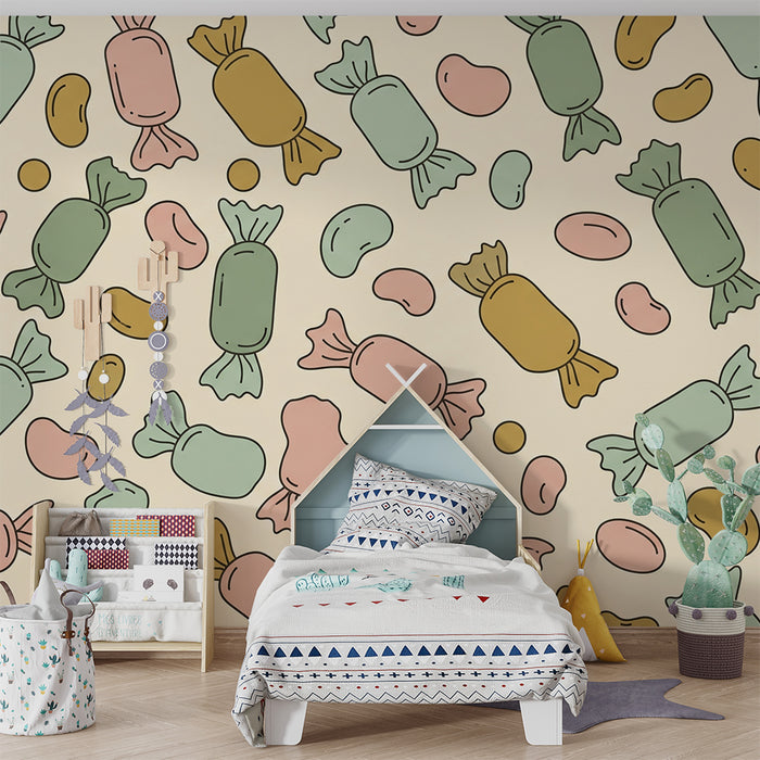 Kinderzimmer Tapete | Bunte Riesenbonbons