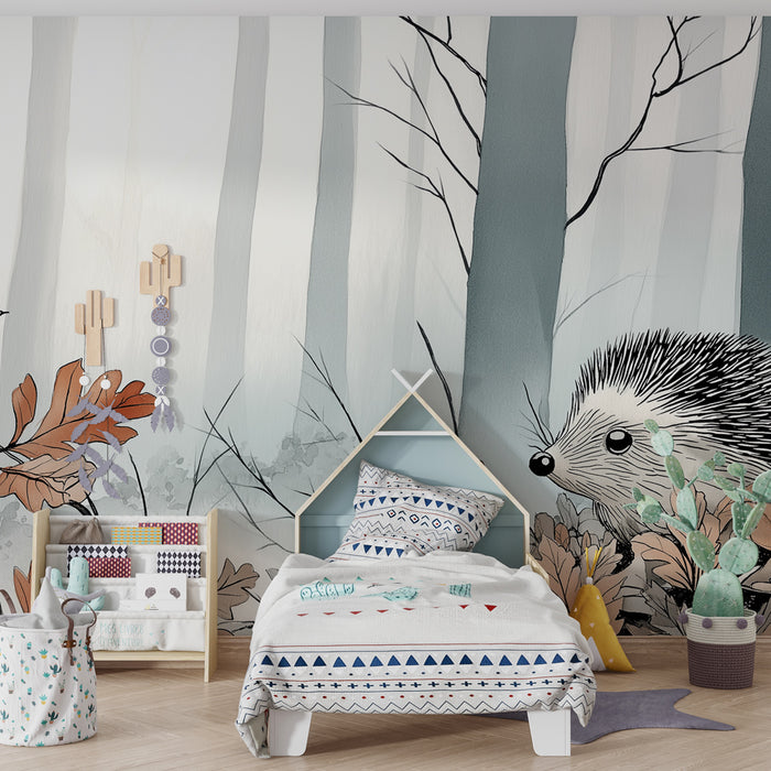 Kinderkamer behang | Egeltje in een rustig bos