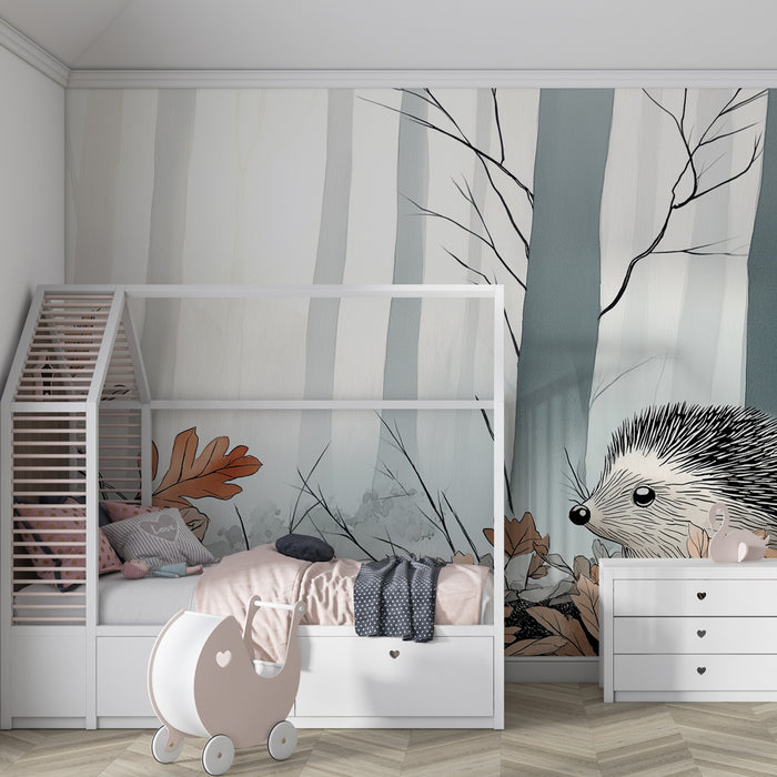 Kinderkamer behang | Egeltje in een rustig bos