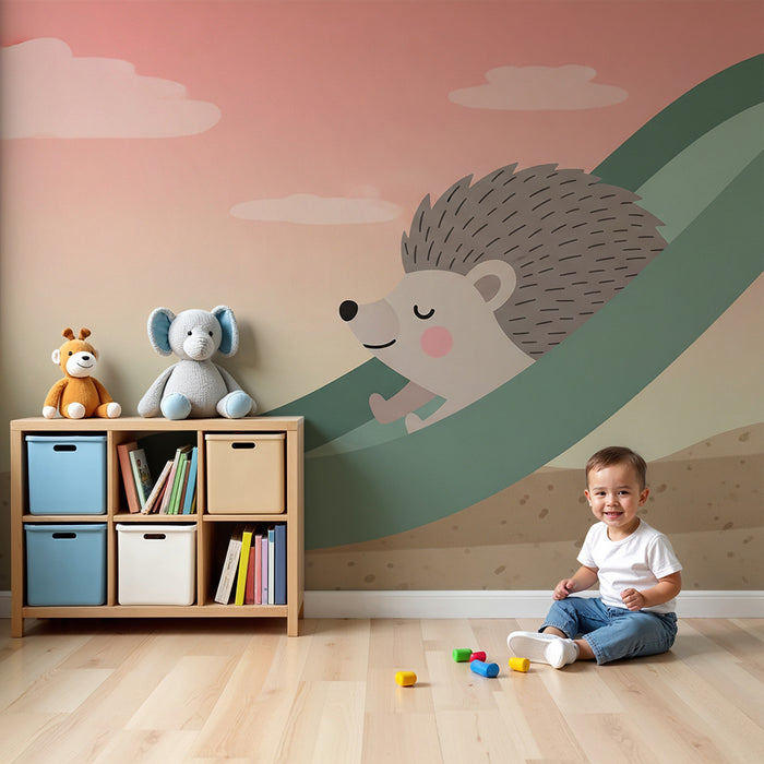 Tapety dla dzieci | Figlarny jeż na zjeżdżalni