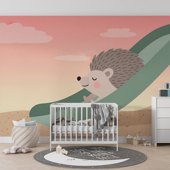 Tapety dla dzieci | Figlarny jeż na zjeżdżalni