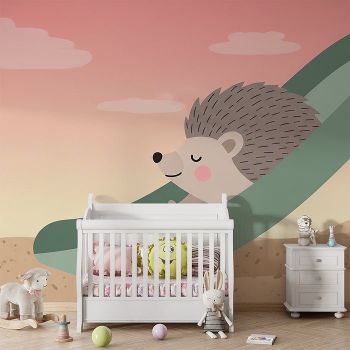 Tapety dla dzieci | Figlarny jeż na zjeżdżalni