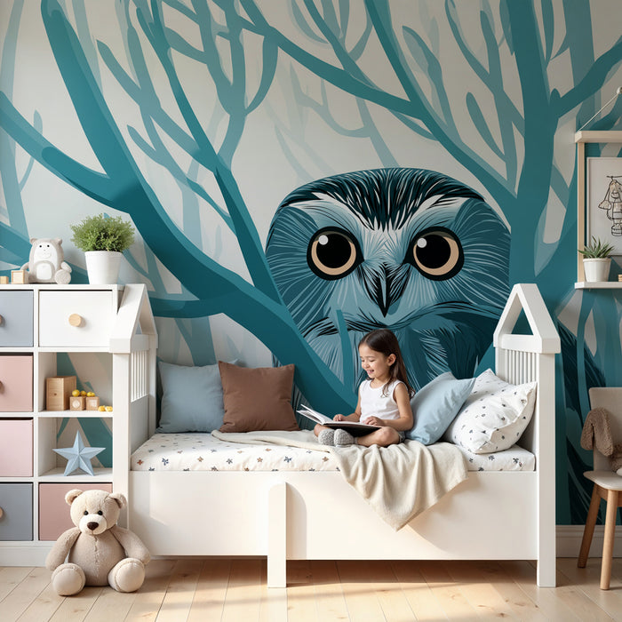 Papier peint chambre enfant | Hibou mystérieux dans les branches